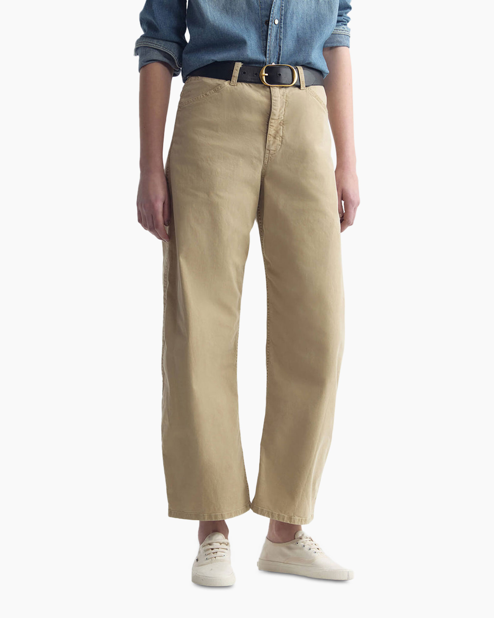 broek, khaki, wijd uitlopend, casual, riempeld