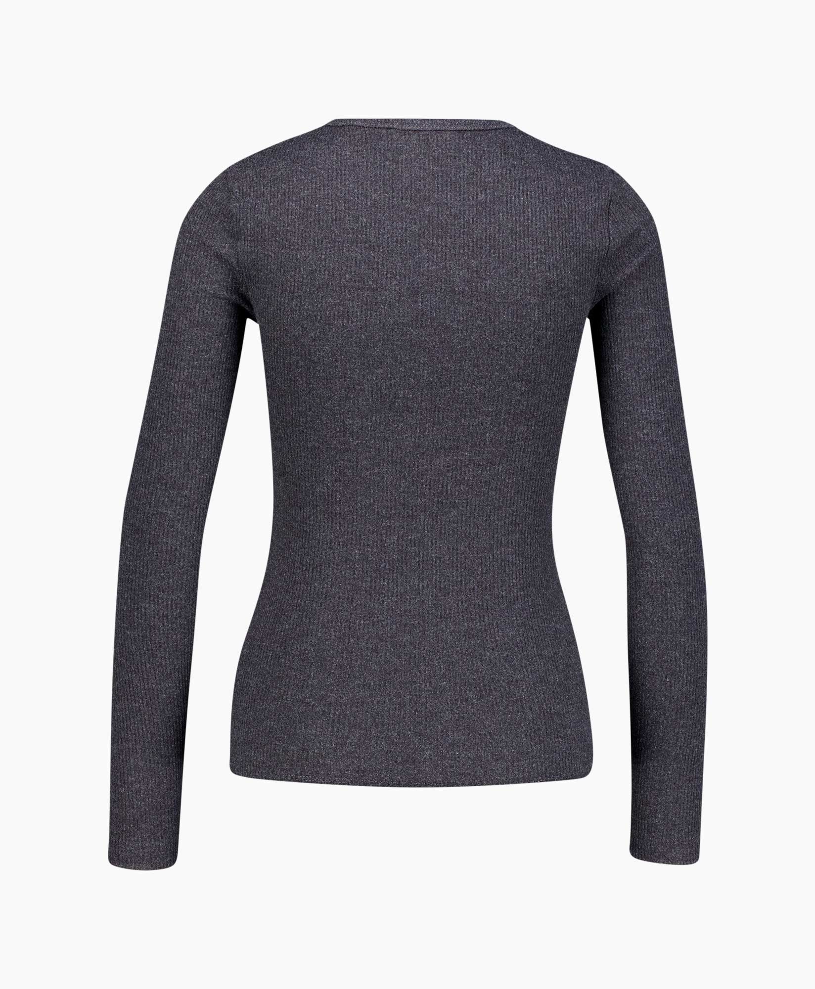 trui, lange mouwen, donkergrijs, gebreid, slim-fit
