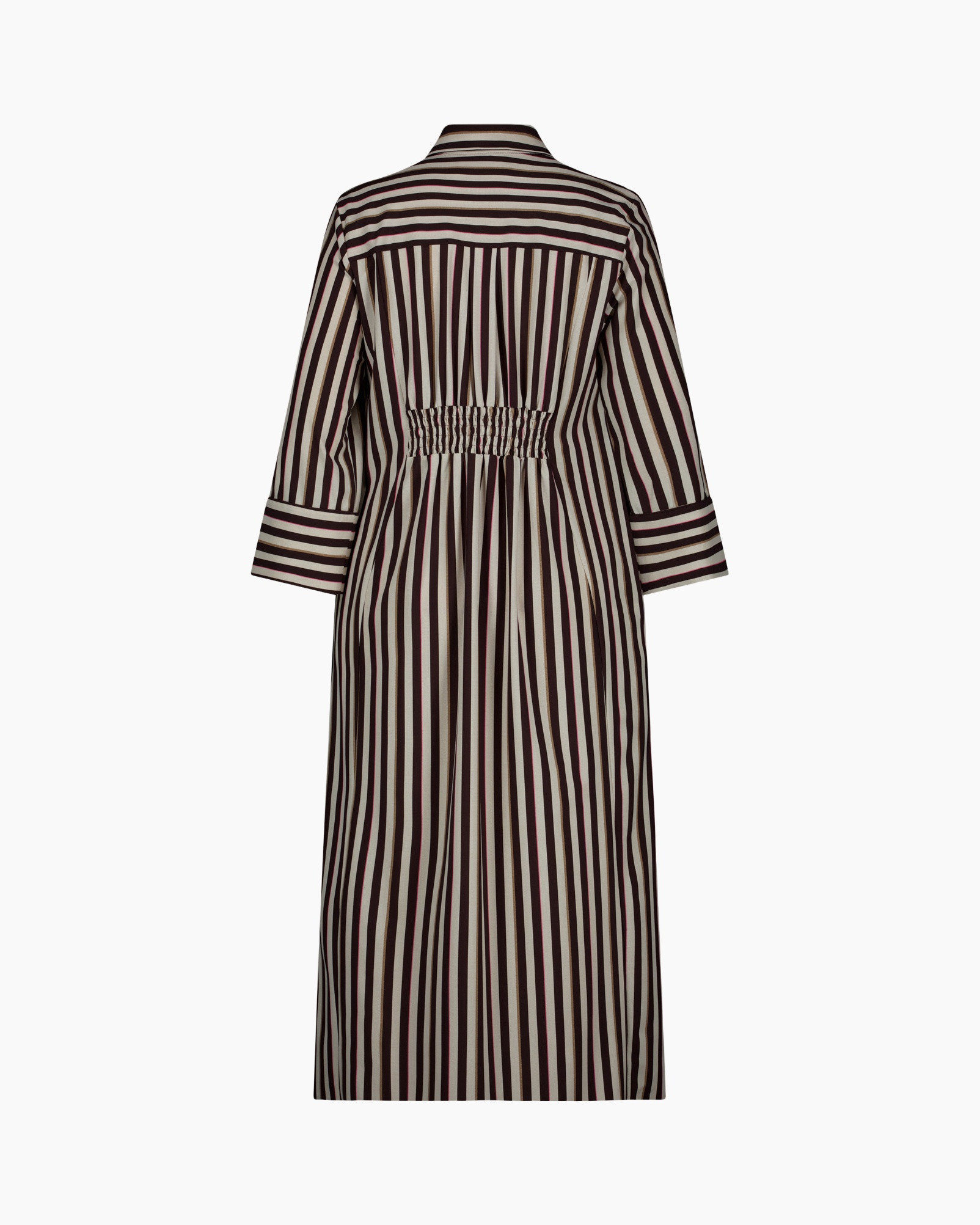 jurk, streep, lang, achterkant, smock taille
