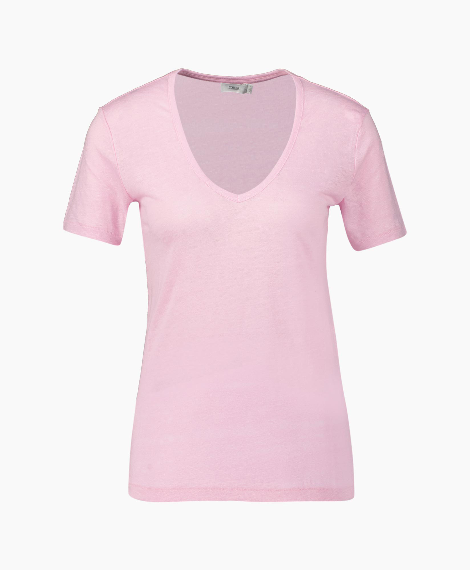 Closed T-shirt Korte Mouw V-neck Pink