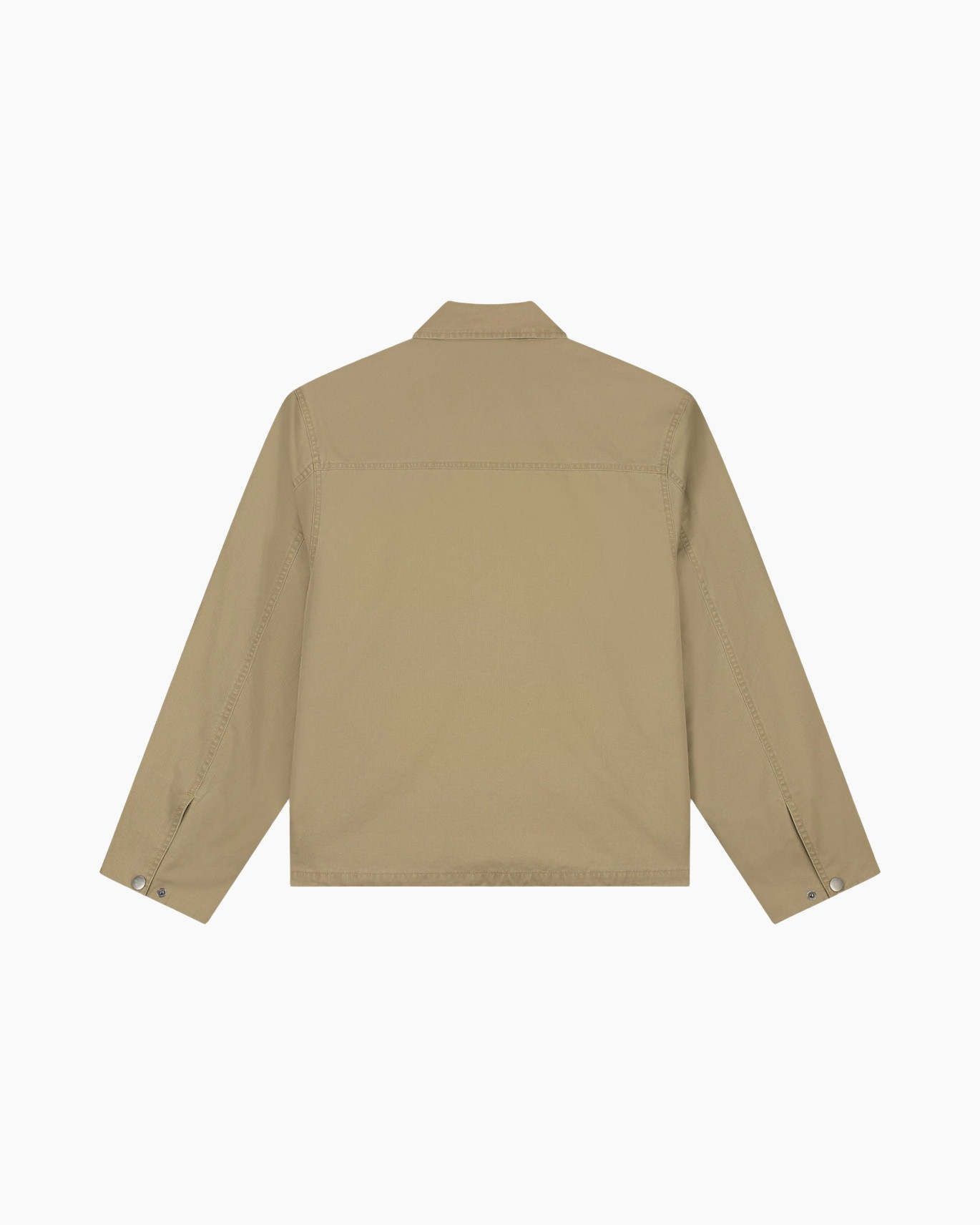 jacket, beige, long-sleeve, collar, snap buttons