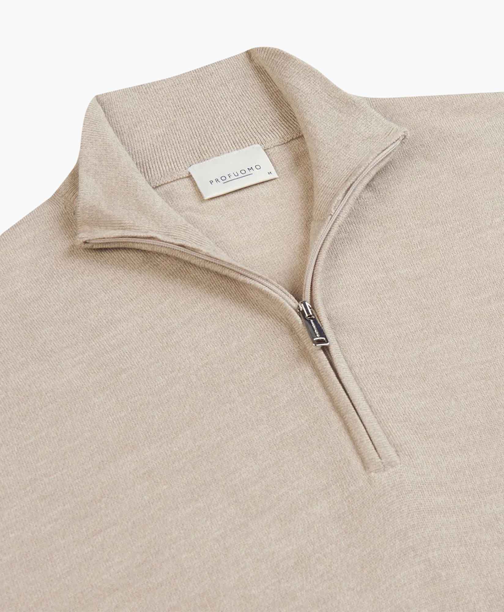 Pullover Half Zip Beige
