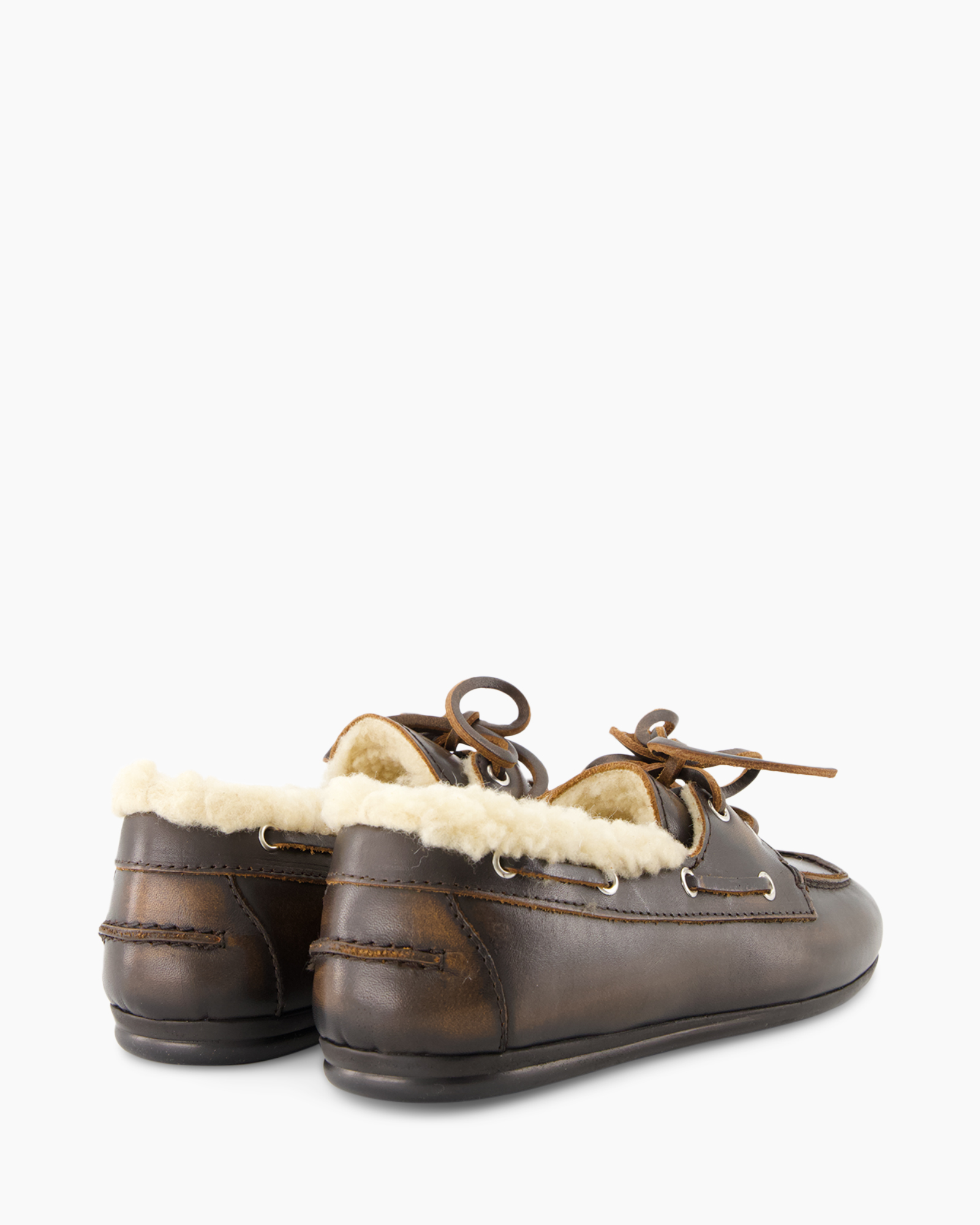 leren schoenen, mocassin, slip-on, schapenwollen voering, bruin