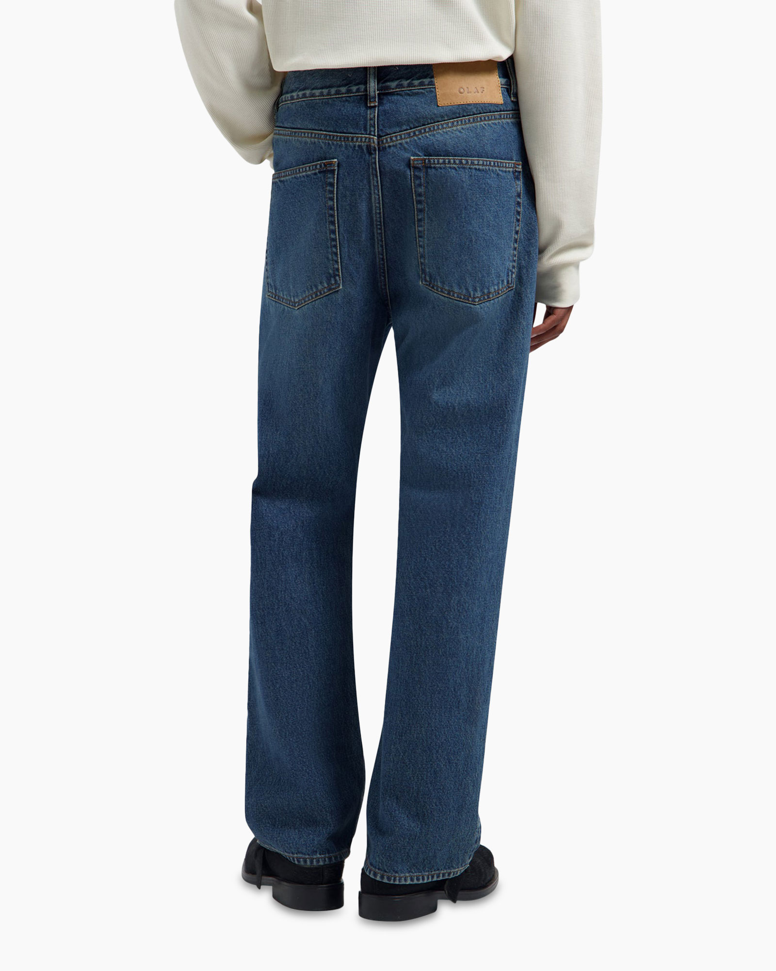 spijkerbroek, denim, recht model, midblauw, broek