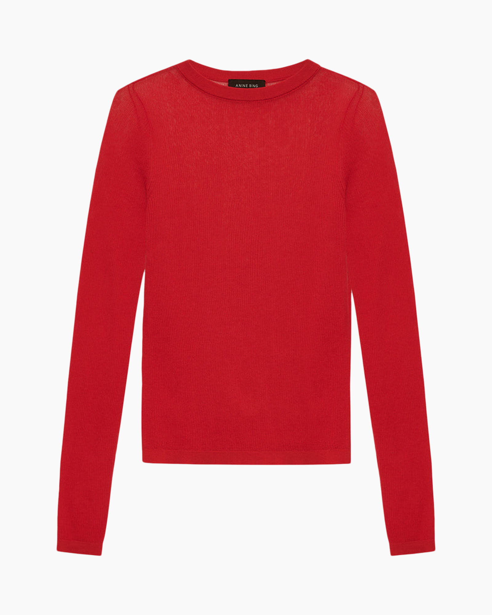 sweater, rood, langemouw, breiwerk, rondnek
