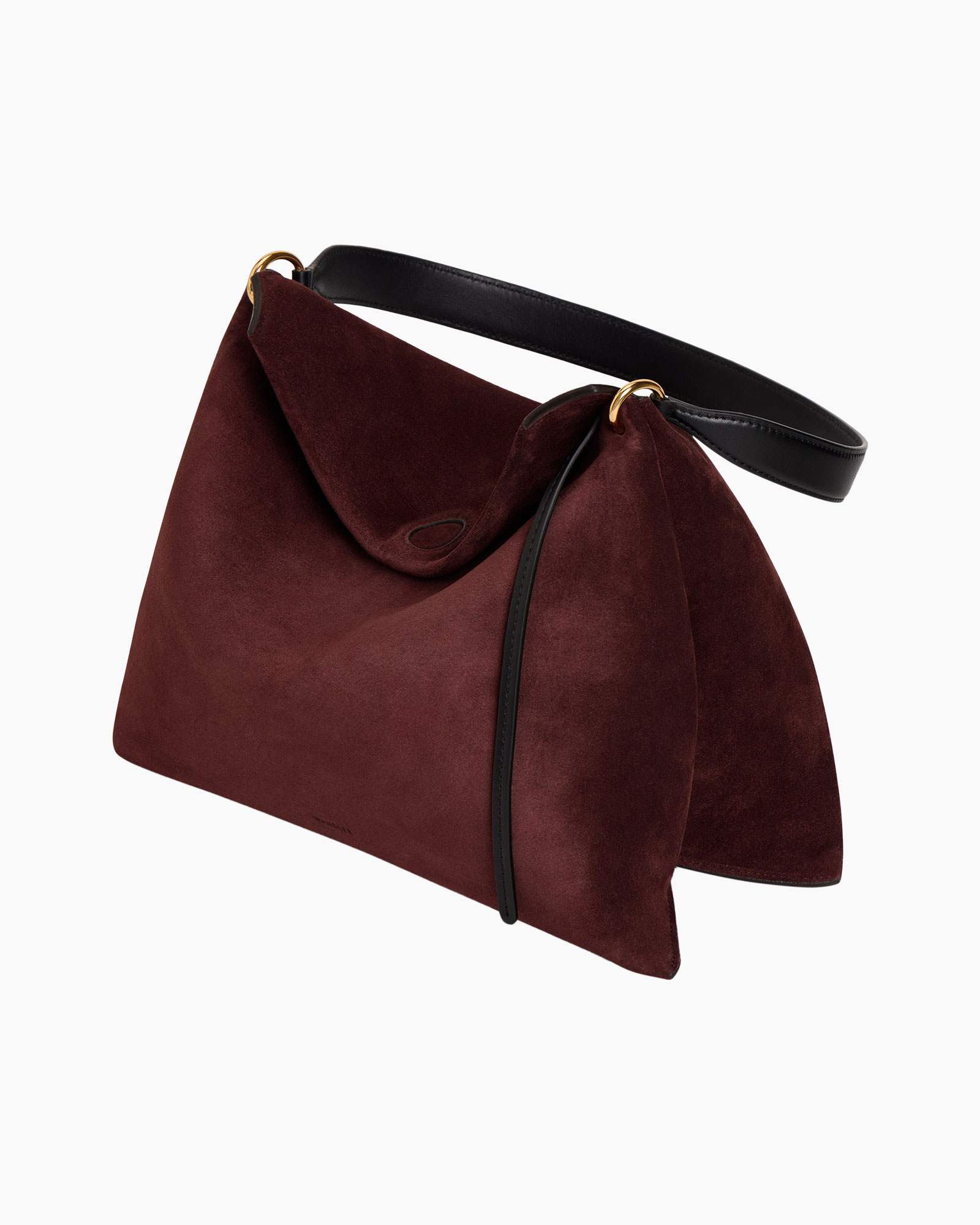 tas, schoudertas, bordeaux, suede, bandsluiting