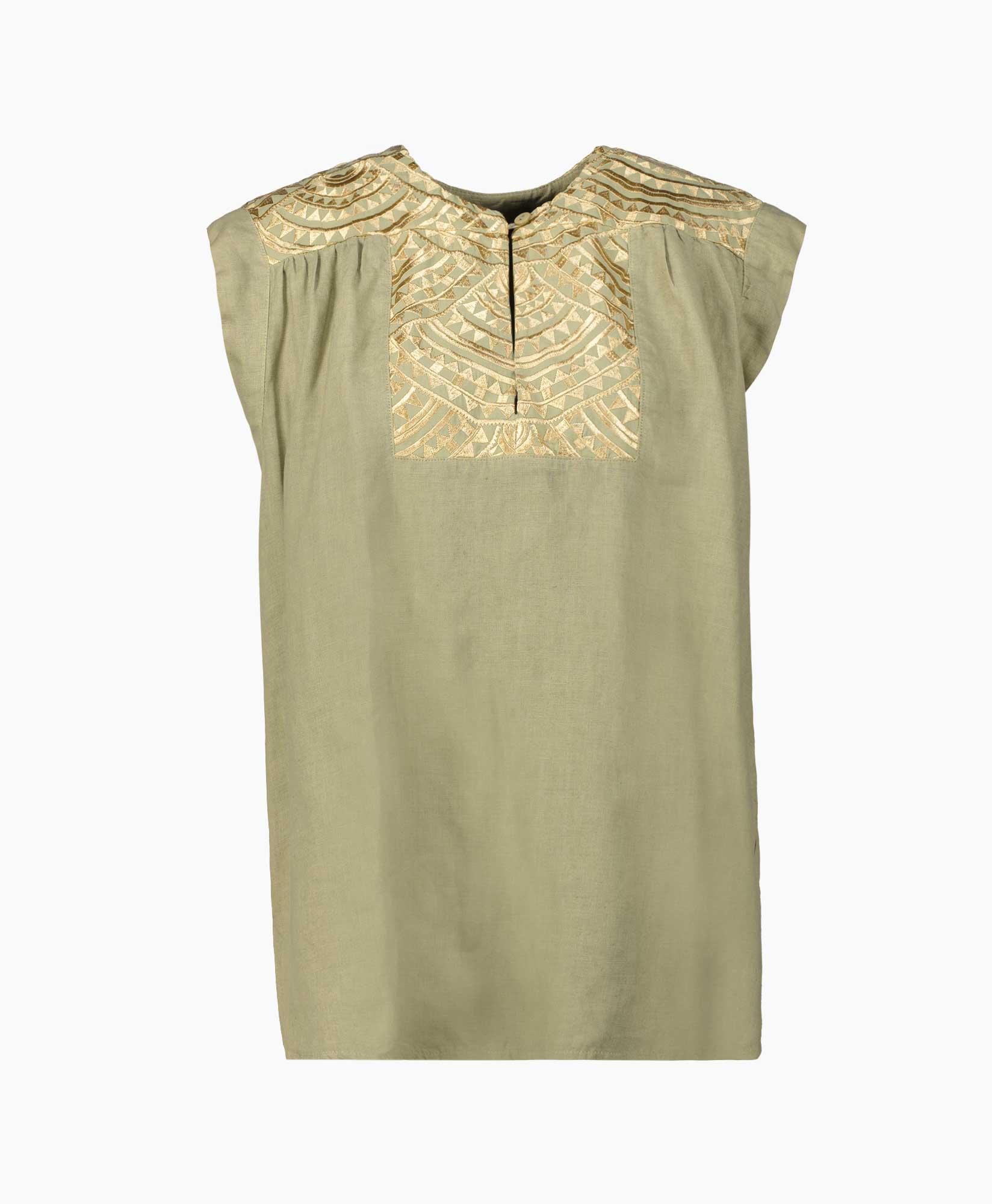 Top New All Over Sleeveless Buttons Goud