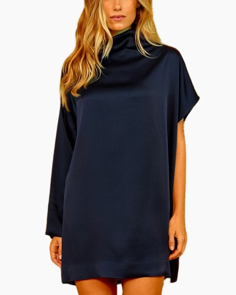 rol neck, top, navy, silhouette, short sleeve