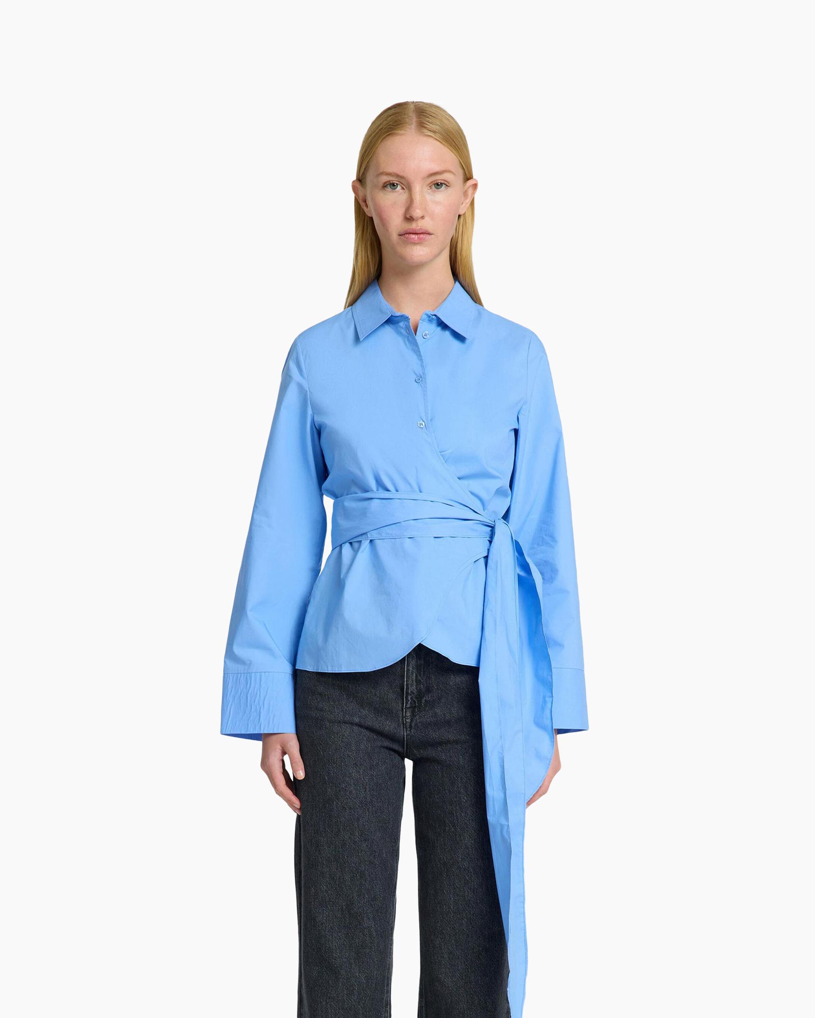 Blouse Aviana Ls Wrap Top B Blauw