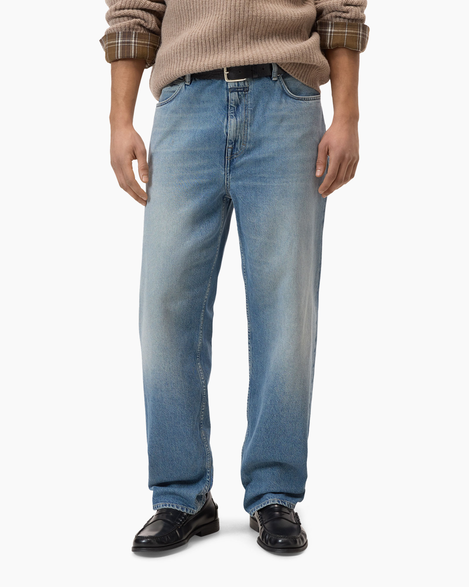 jeans, denim, lichte-wash, rechtbeen, volledige-lengte