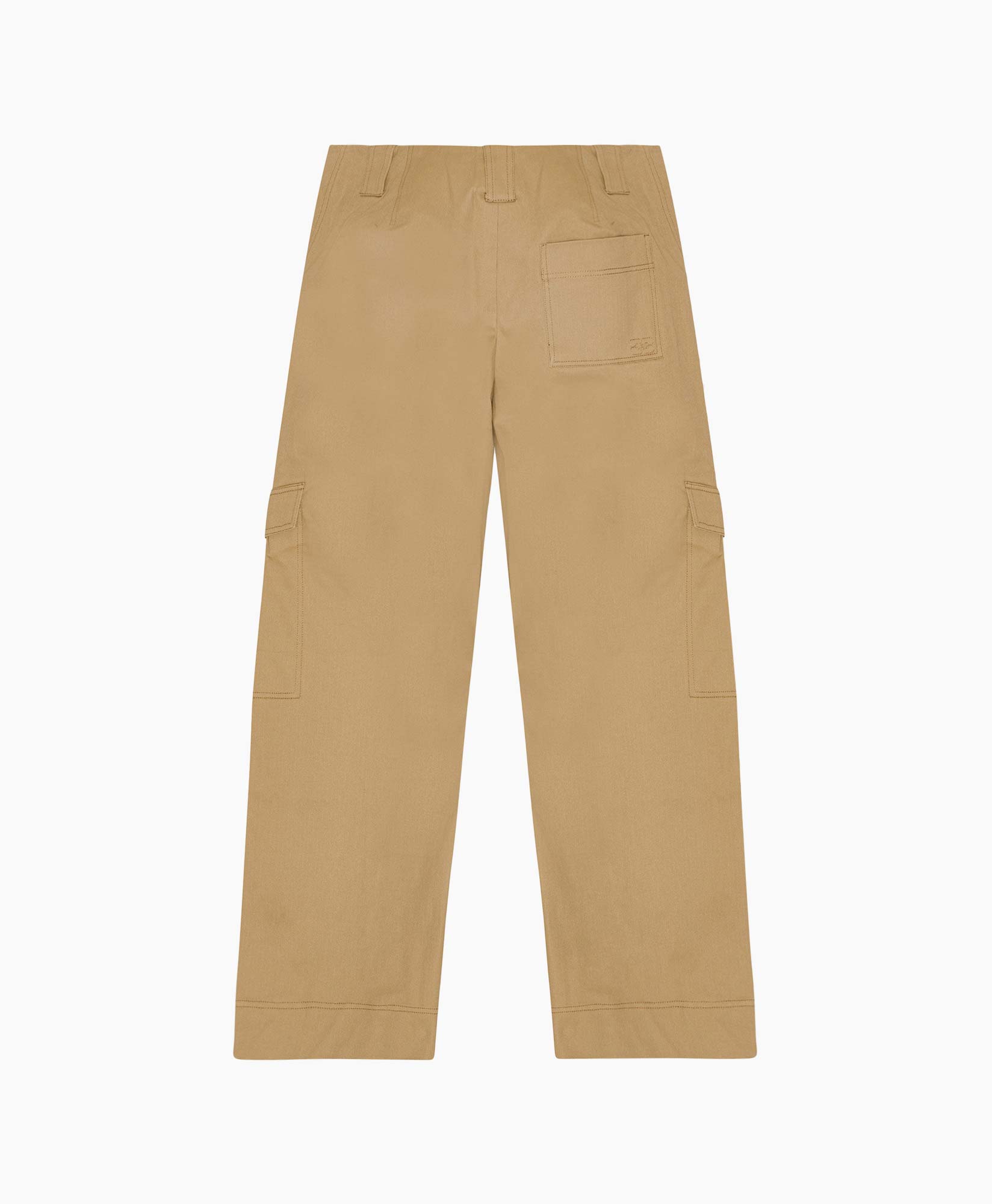 Cargobroek Herringbone Canvas Mid Waist Beige