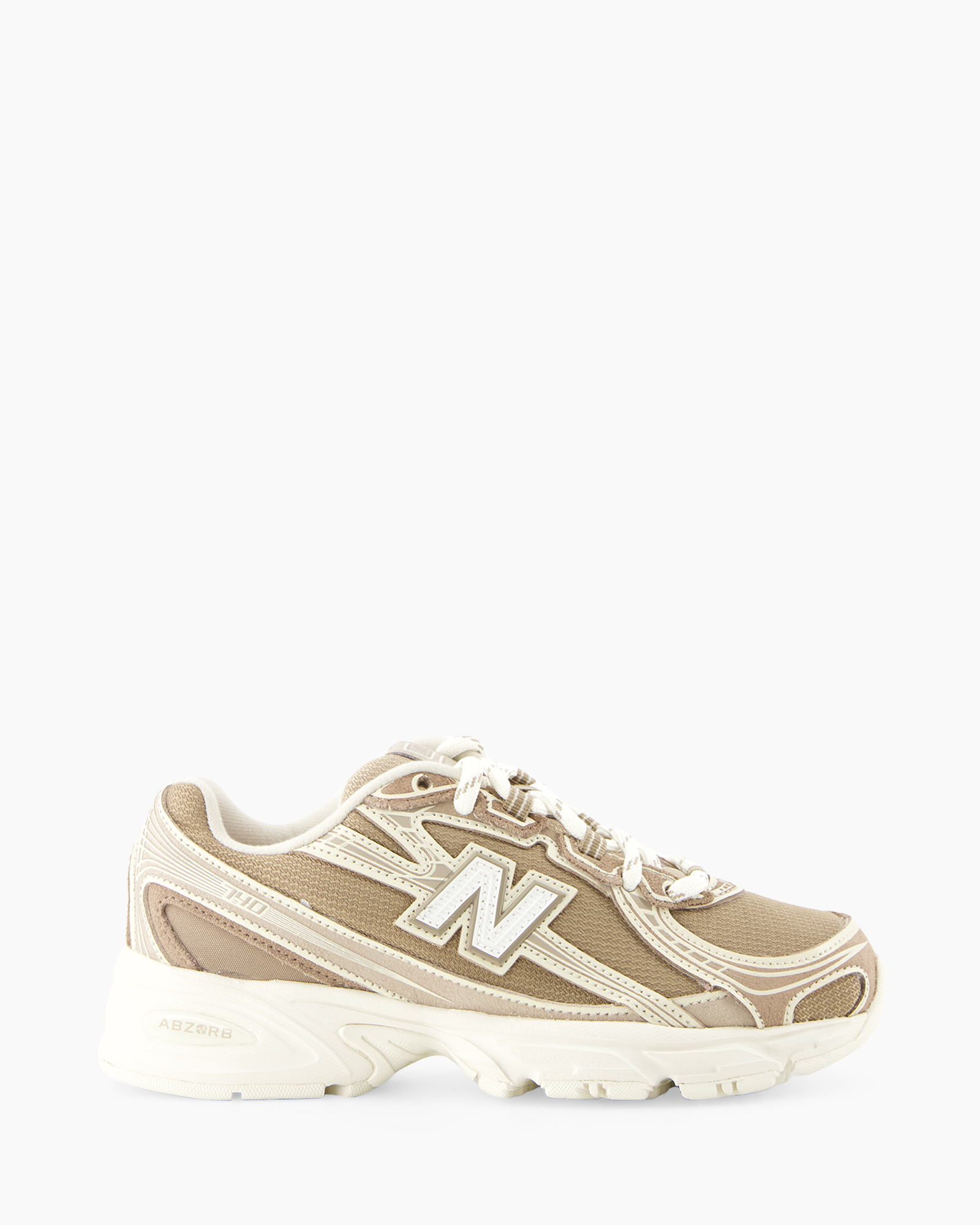 sneaker, schoenen, beige, witte zool, mesh suède