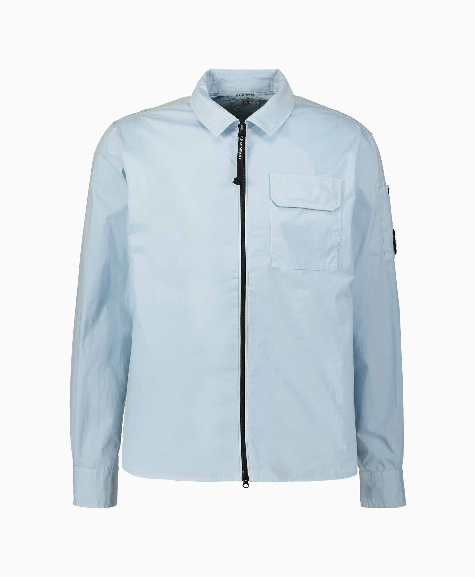 Overshirt Gabardine Zipped Licht Blauw