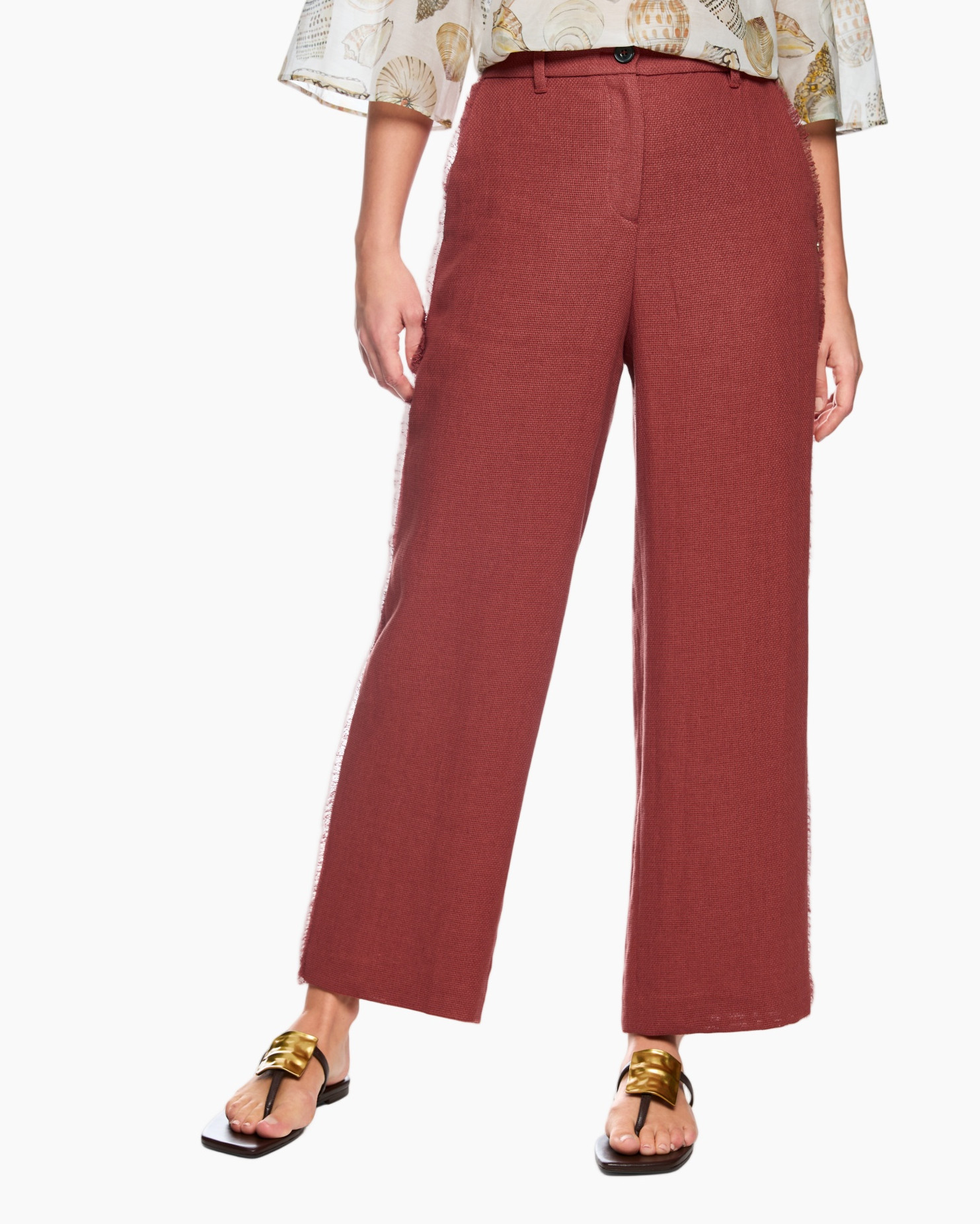 pants, wide-leg, rust, linen, trousers