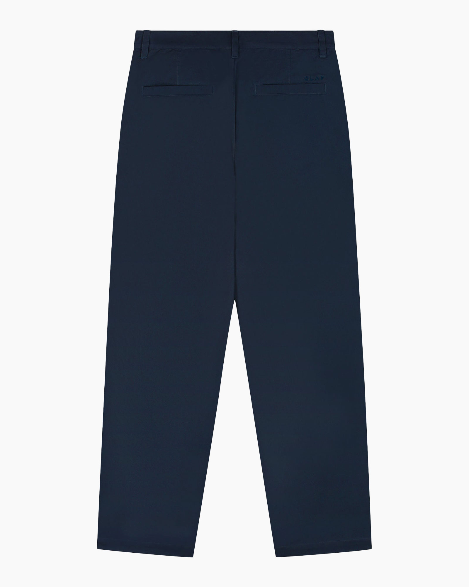 broek, broek, marineblauw, achterzakken, recht model