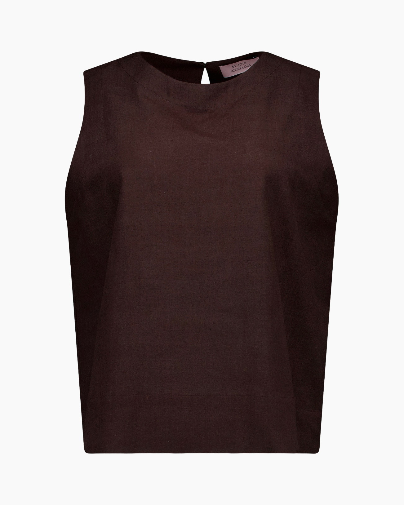 bruin, zonder mouwen, top, linnen, top?