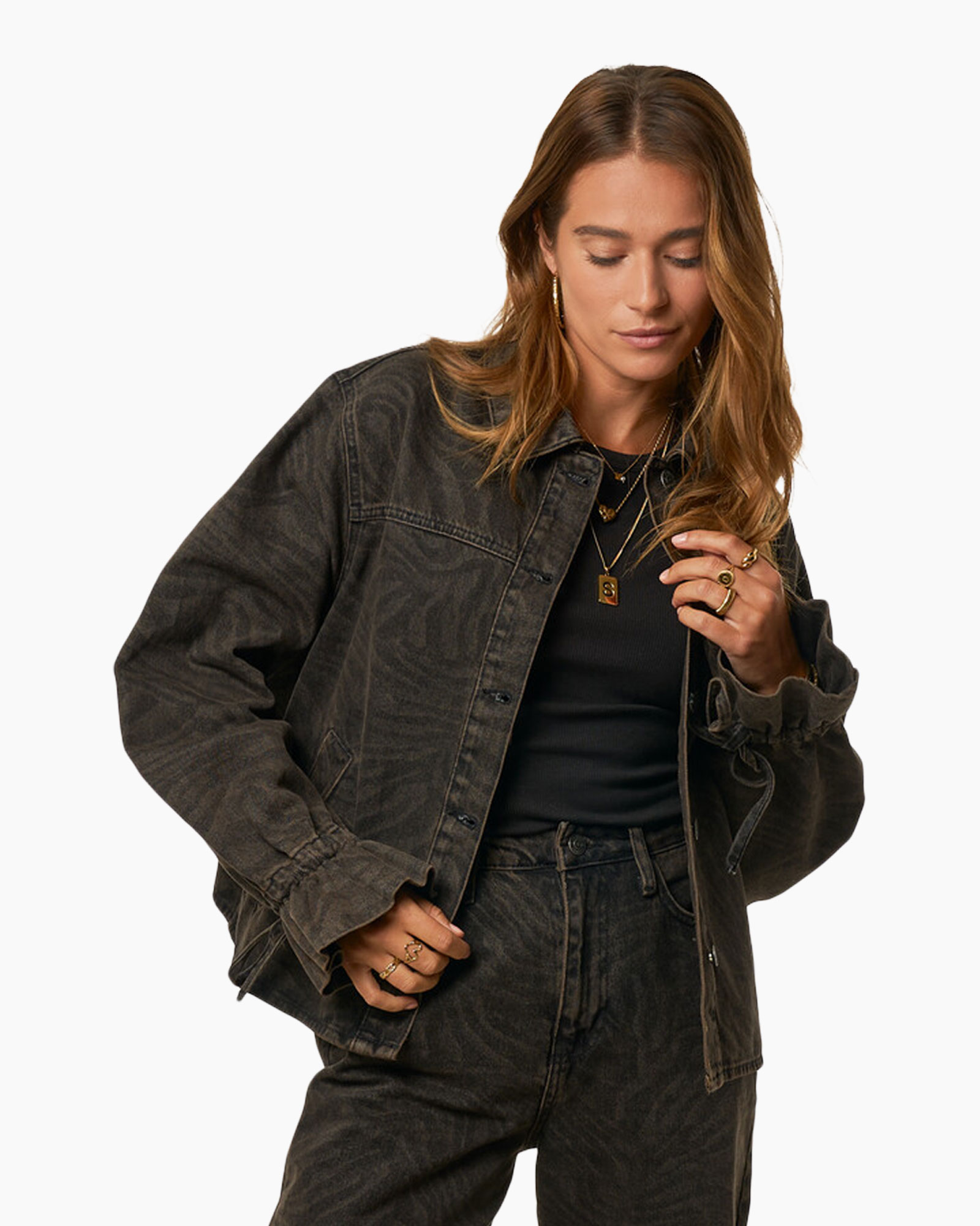 Jack Denim Jacket With Tiger Print Bruin