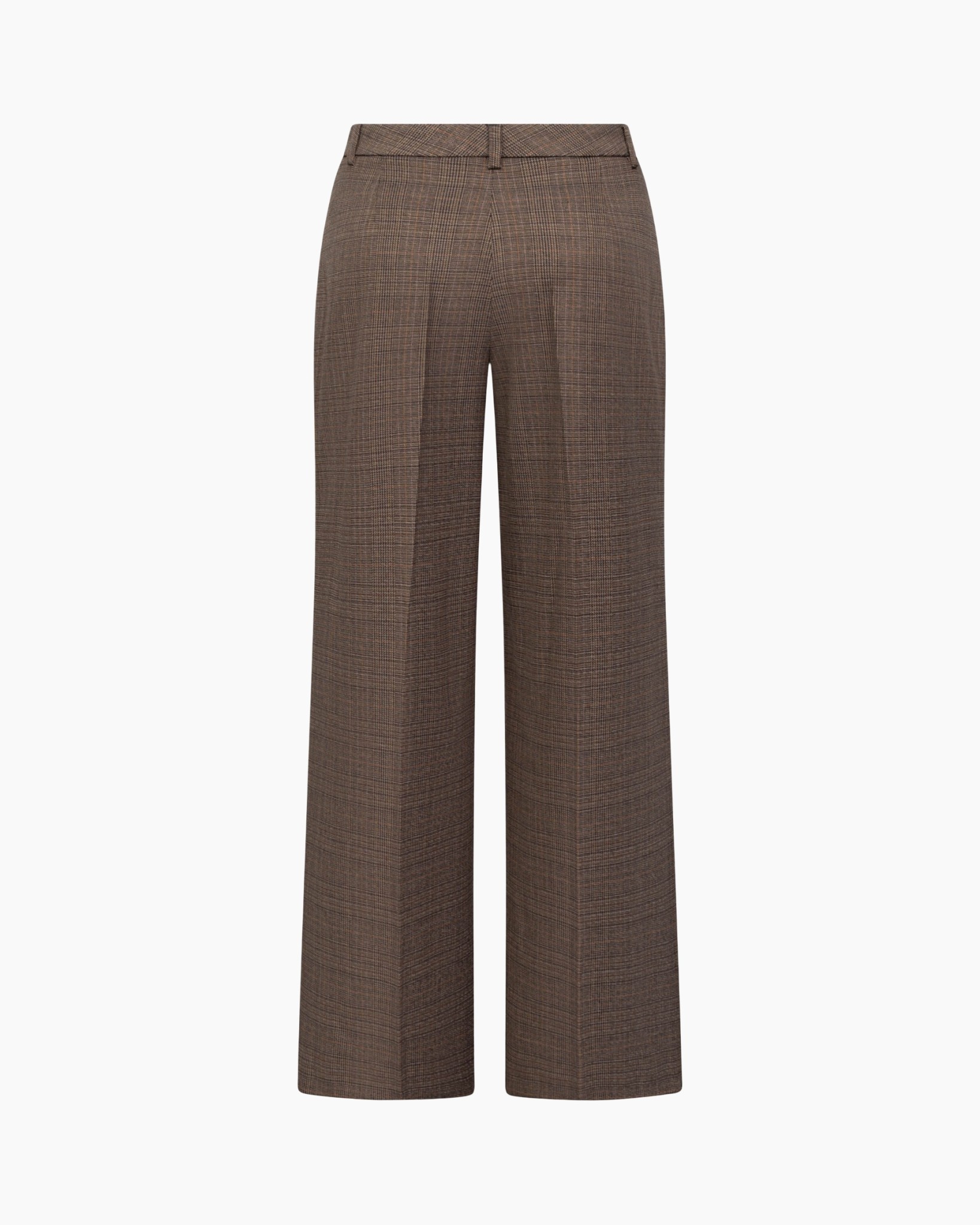 broek, pantalon, ruitpatroon, bruin, wide-leg