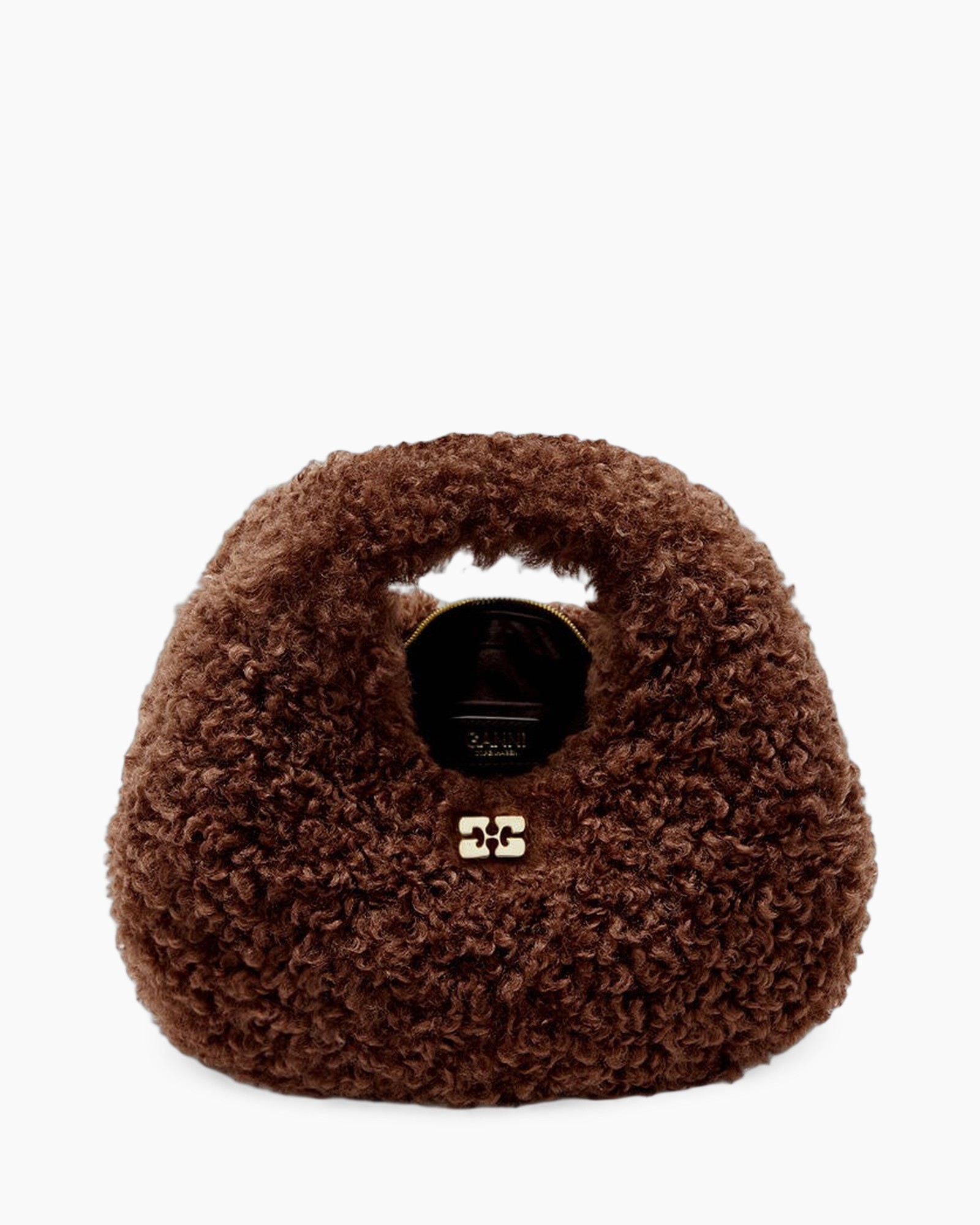 tas, handtas, bruin, vacht, ronde