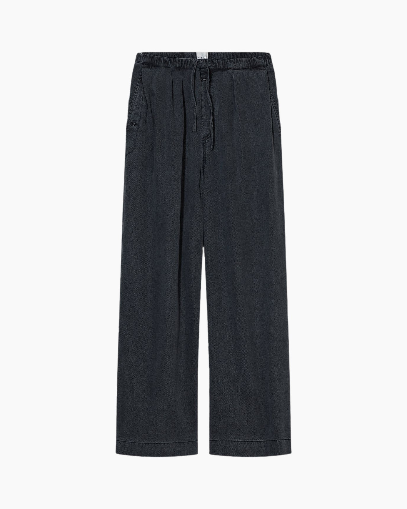 pants, wide-leg, denim, drawstring, dark-indigo