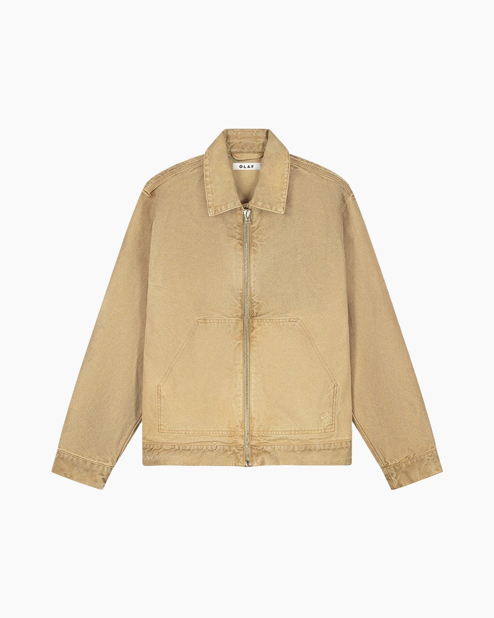 jas, beige, rits, voorzakken, kraag