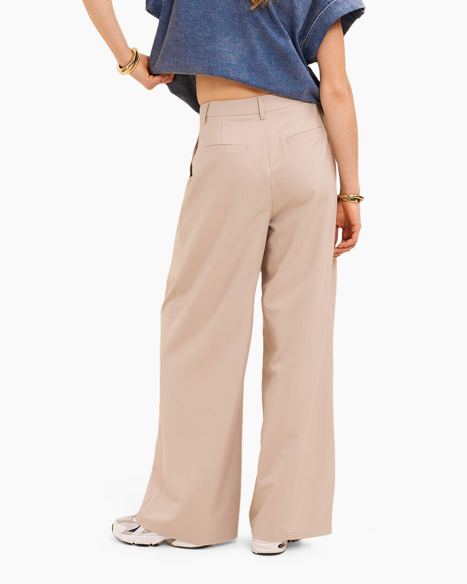 wide-leg, pleated, beige, trousers, pants