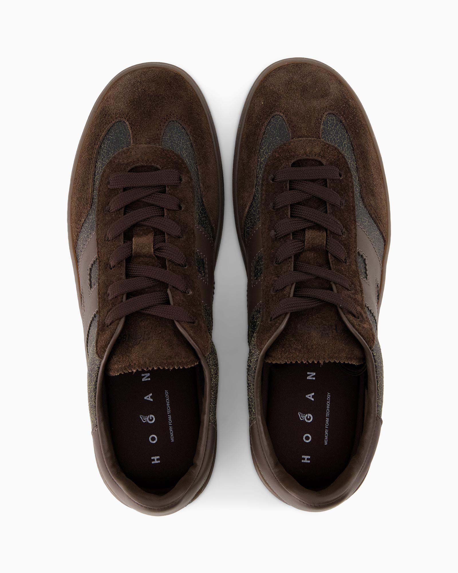 bruin, leer, sneakers, veters, schoenen