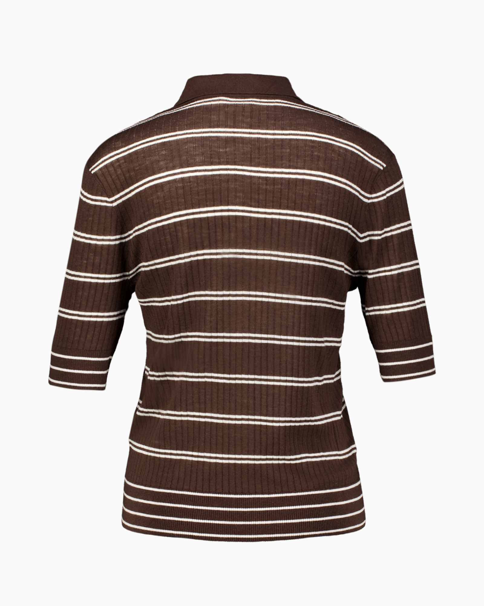 Poloshirt, streep, bruin, korte mouwen, kraag