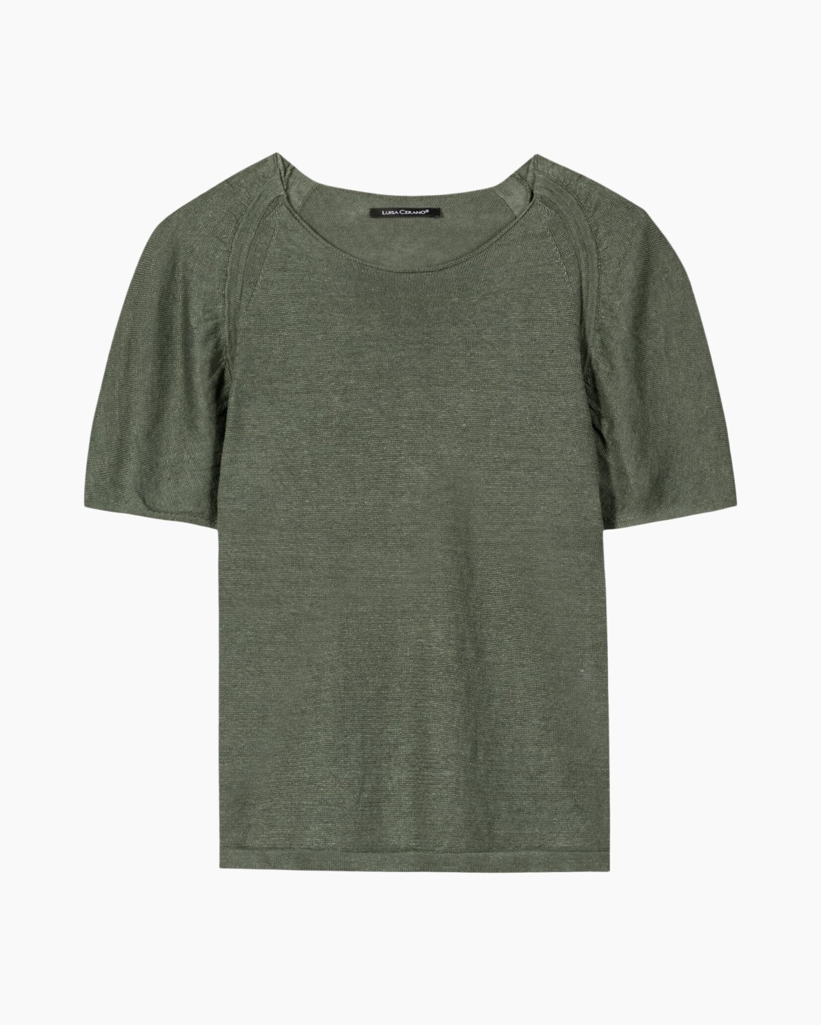 t-shirt, korte mouwen, olijf groen, ronde hals, brei stof