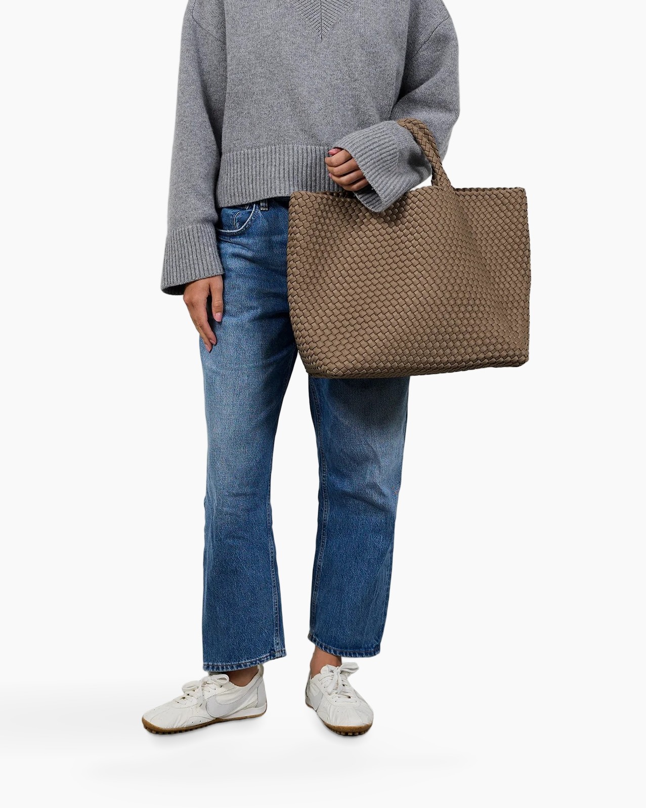 tas, handtas, geweven, bruin, tote