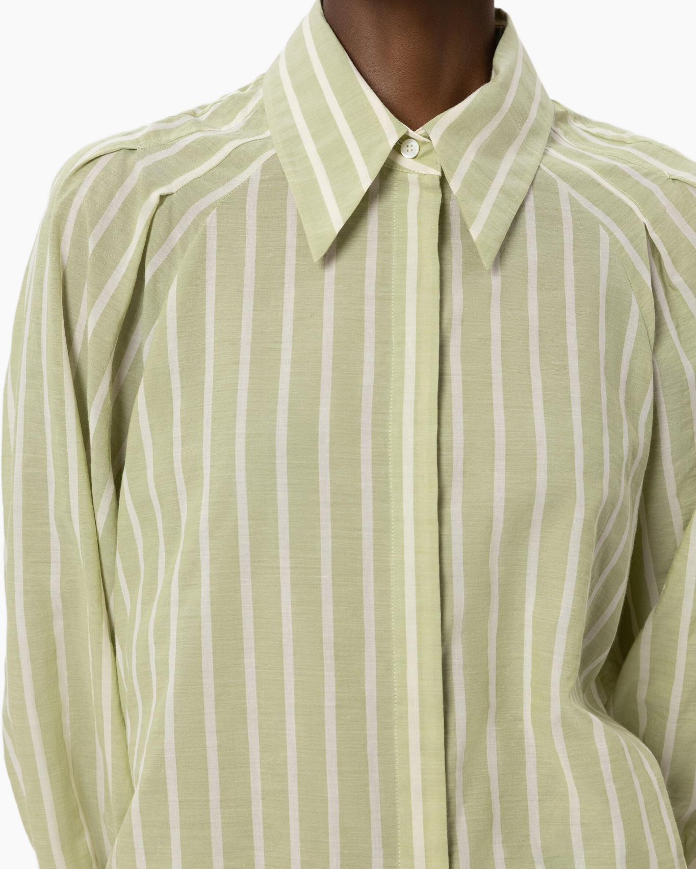 HEMDE, gestreept, groen, kraag, top