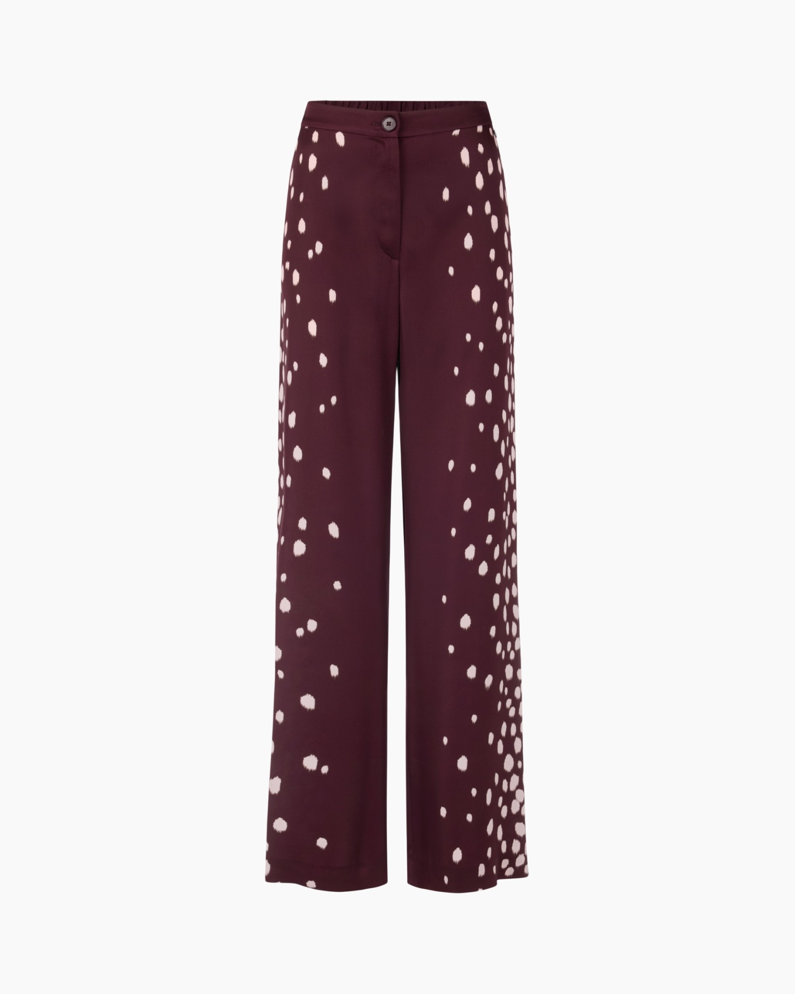 wijd, palazzo, bordo, polkadot, middelhoog