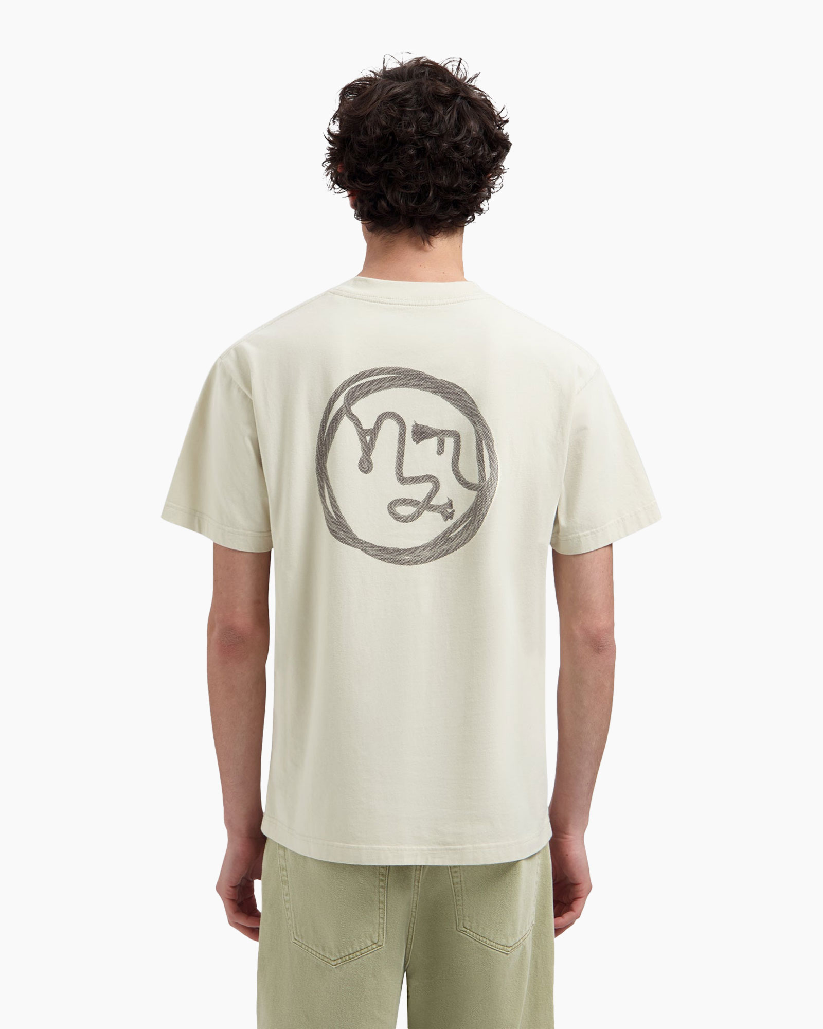 t-shirt, korte mouwen, ronde hals, effen, beige