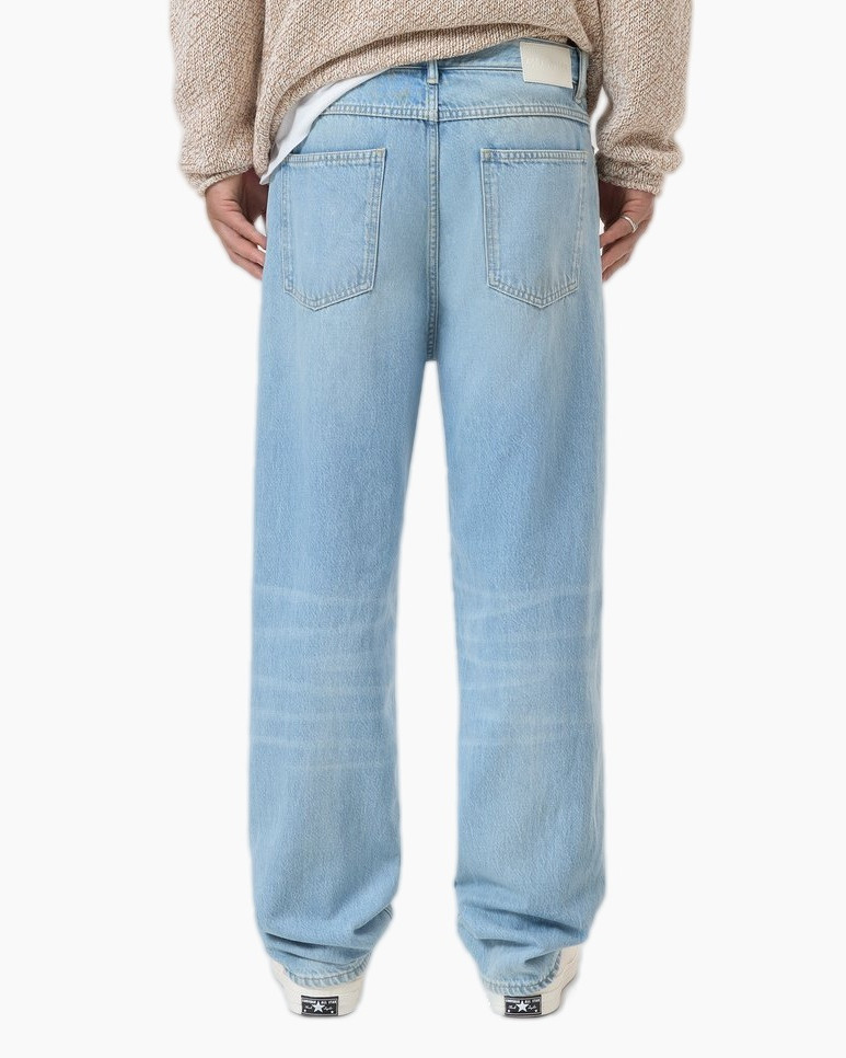 jeans, wide-leg, light wash, distressed, casual