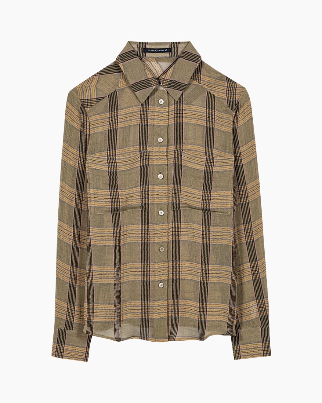 schotlandse ruit, knopenoverhemd, overshirt, lange mouw, khaki