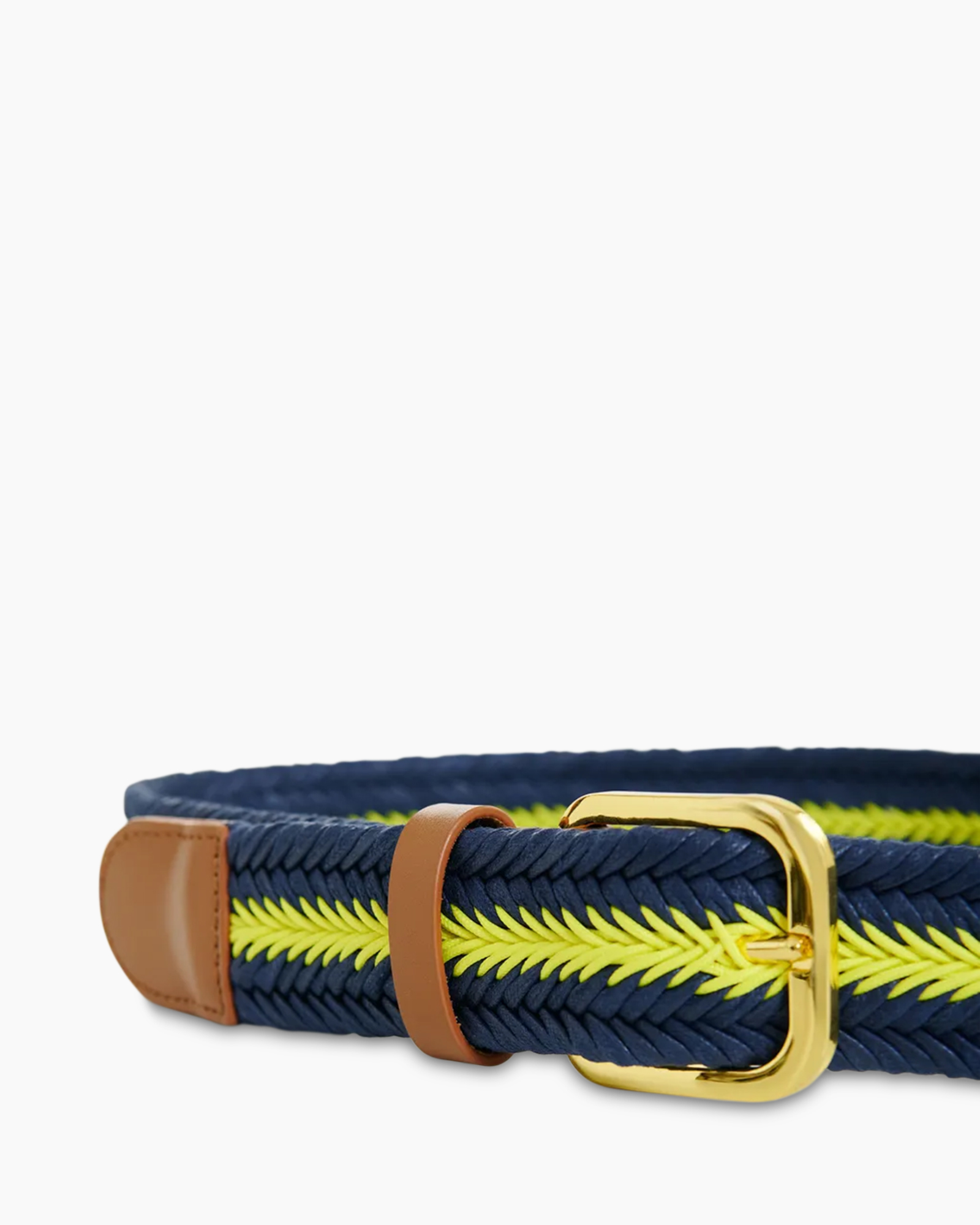 riem, nerf, marineblauw, geel, gesp