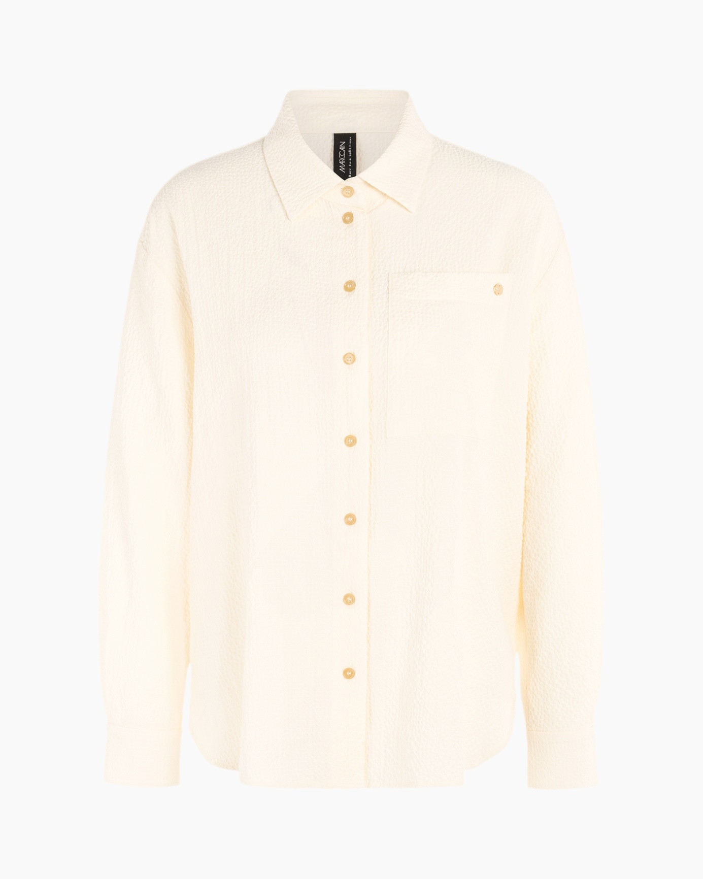 knopsluis, hemd, lange mouwen, crème, zak