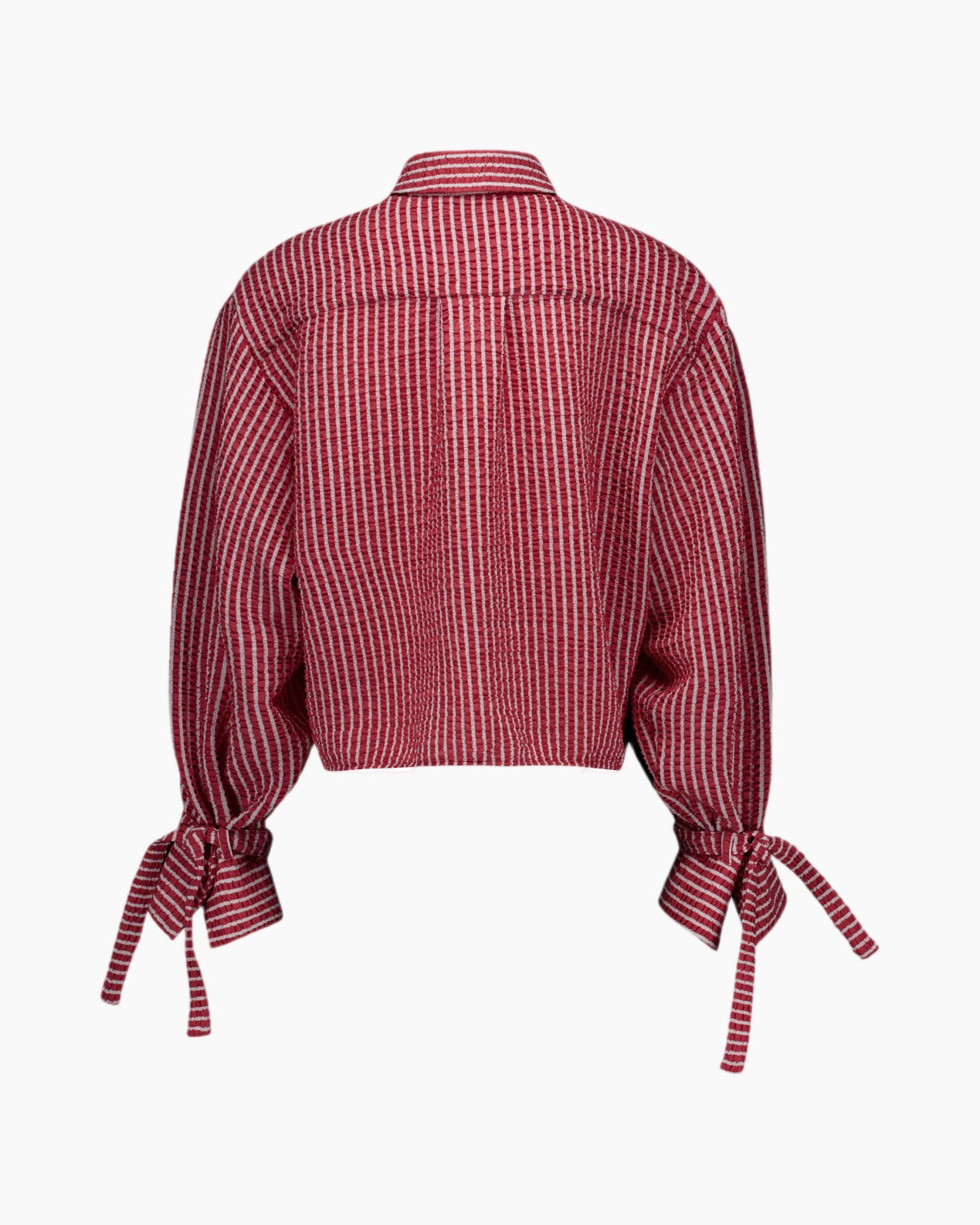 shirt, blouse, rood, gestreept, langemouw