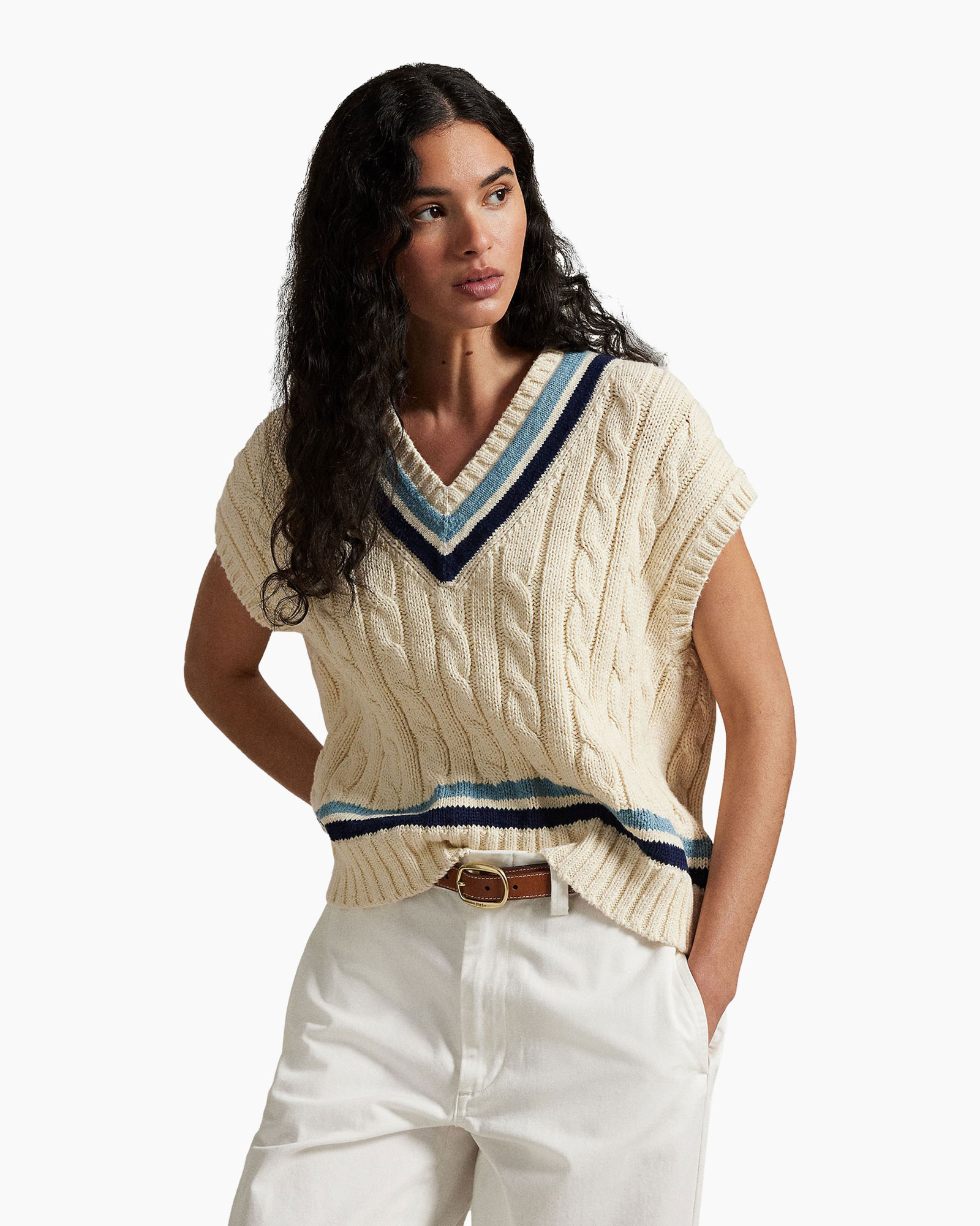 Gilet Cable Knit Cotton Crickets  Off White