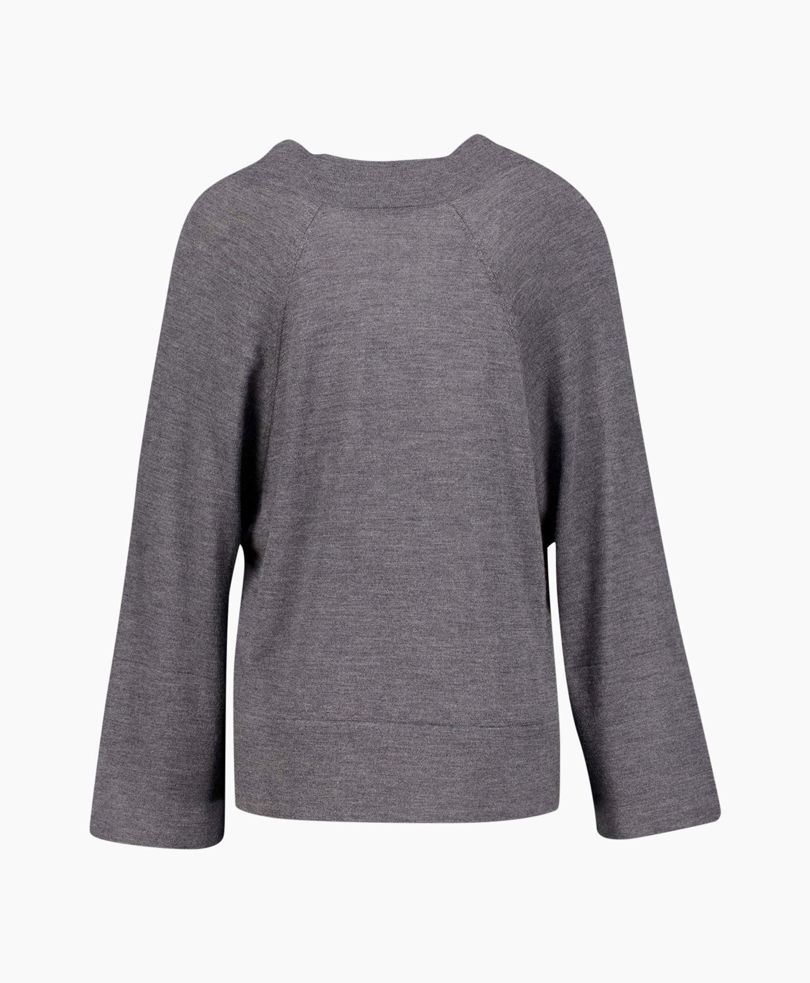 top, trui, grijs, lange mouwen, gedraaide voorkant