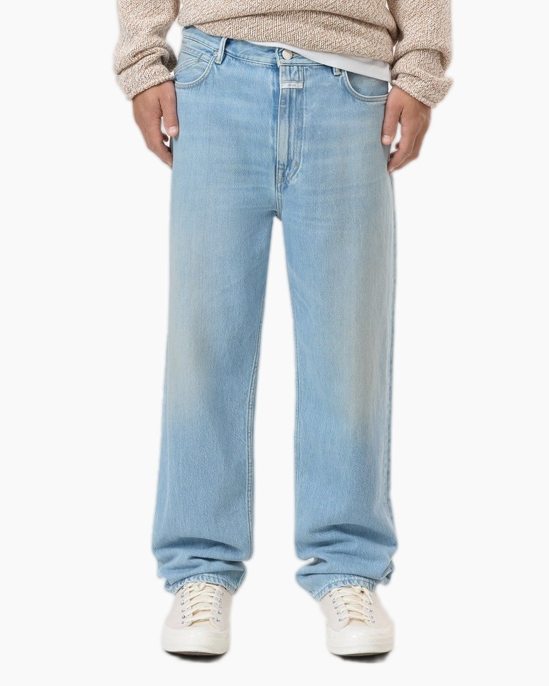 jeans, wide-leg, light wash, distressed, casual