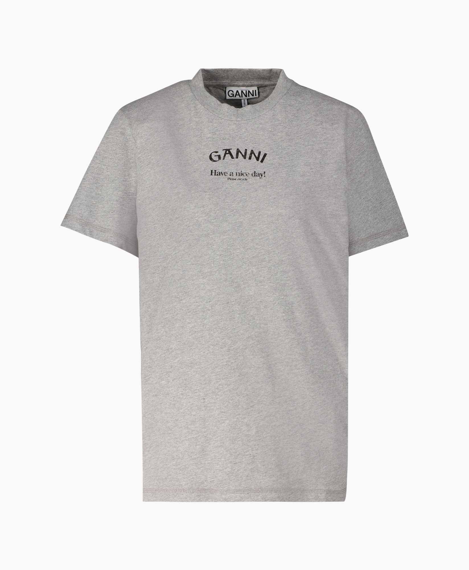 Ganni T-shirt Korte Mouw T3677 Grijs