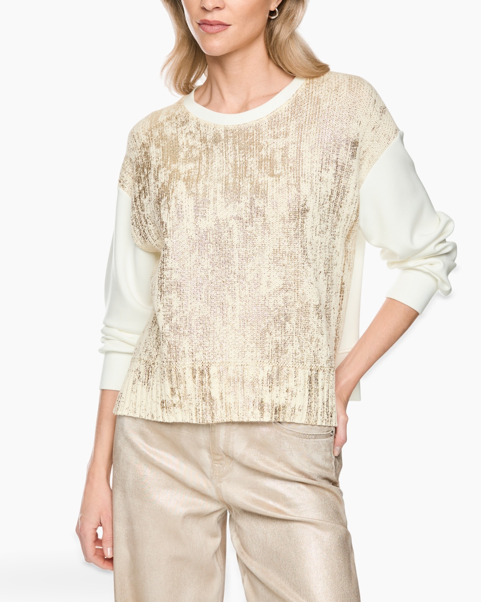 trui, pullover, payet, beige, langemouw