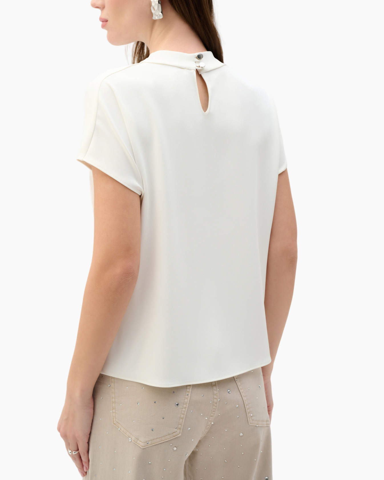 blouse, top, knotted, short sleeve, crepe