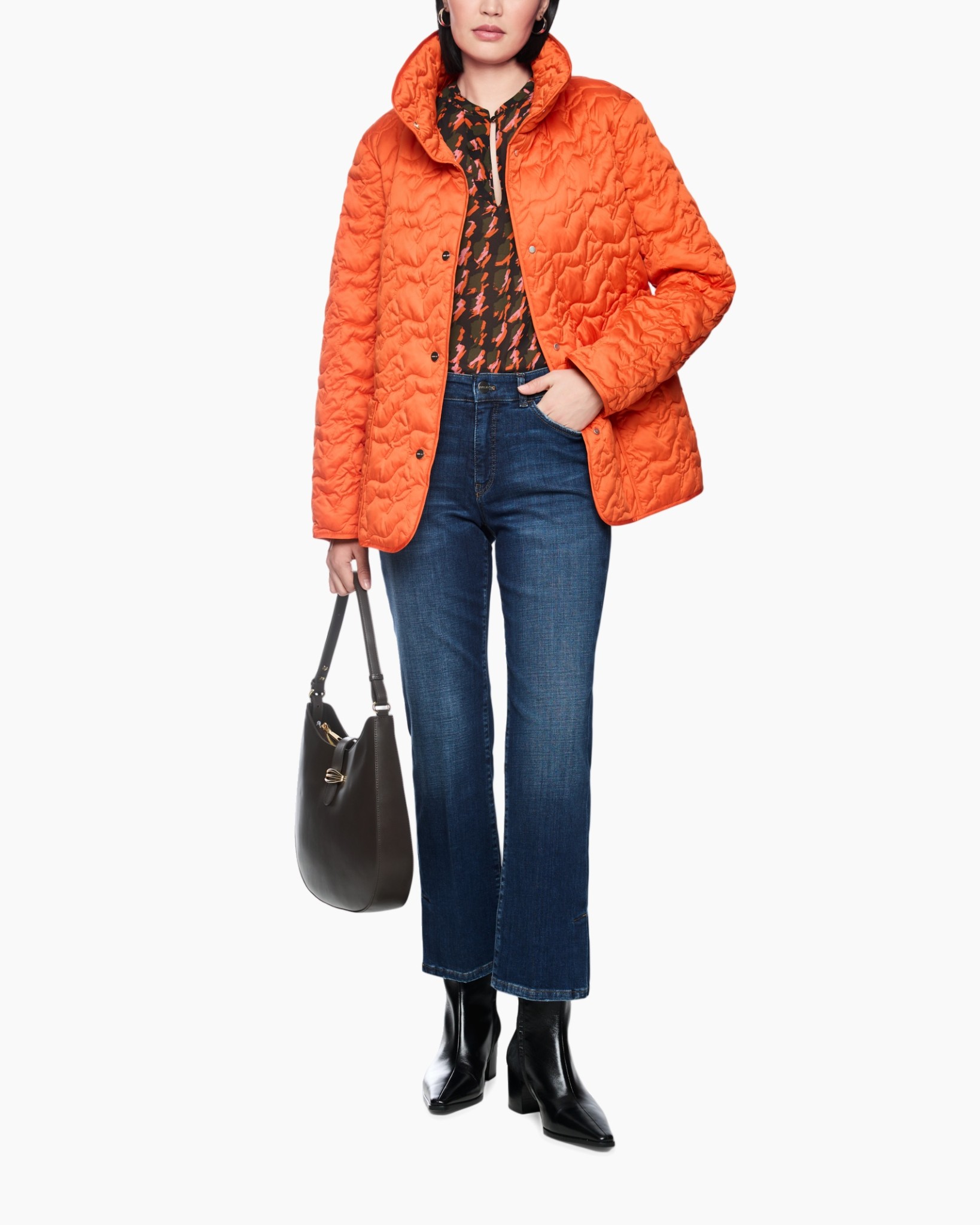 jas, oranje, gevlochten, outerwear, kap