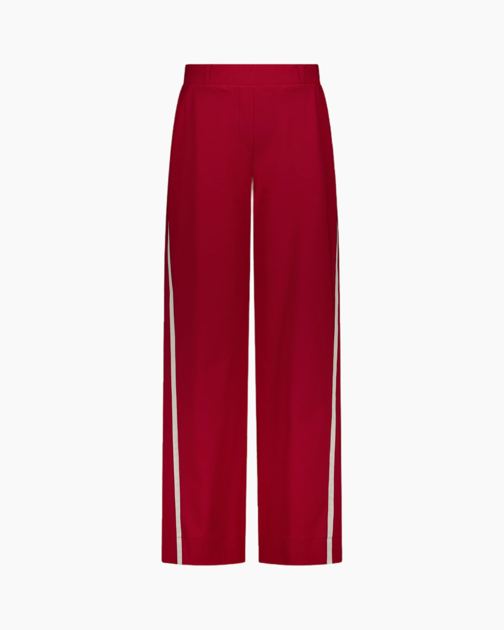 broeken, rode, zijsstrook, rechte snit, broek