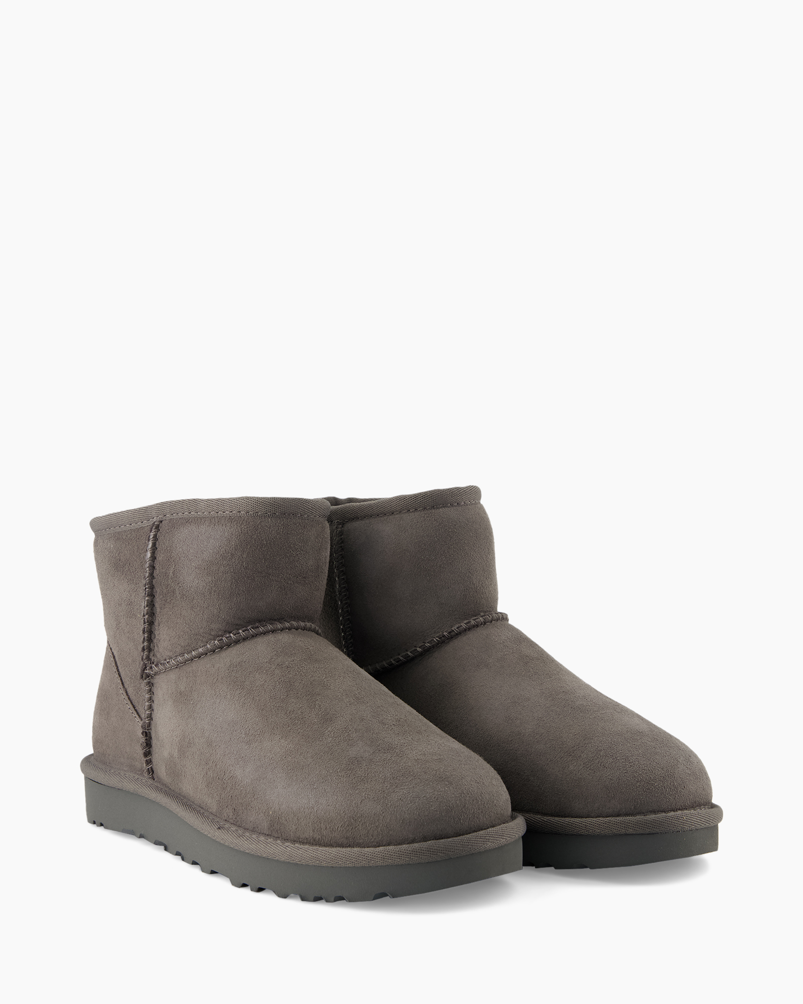 enkellaarzen, shearling, grijs, suède, sleehak