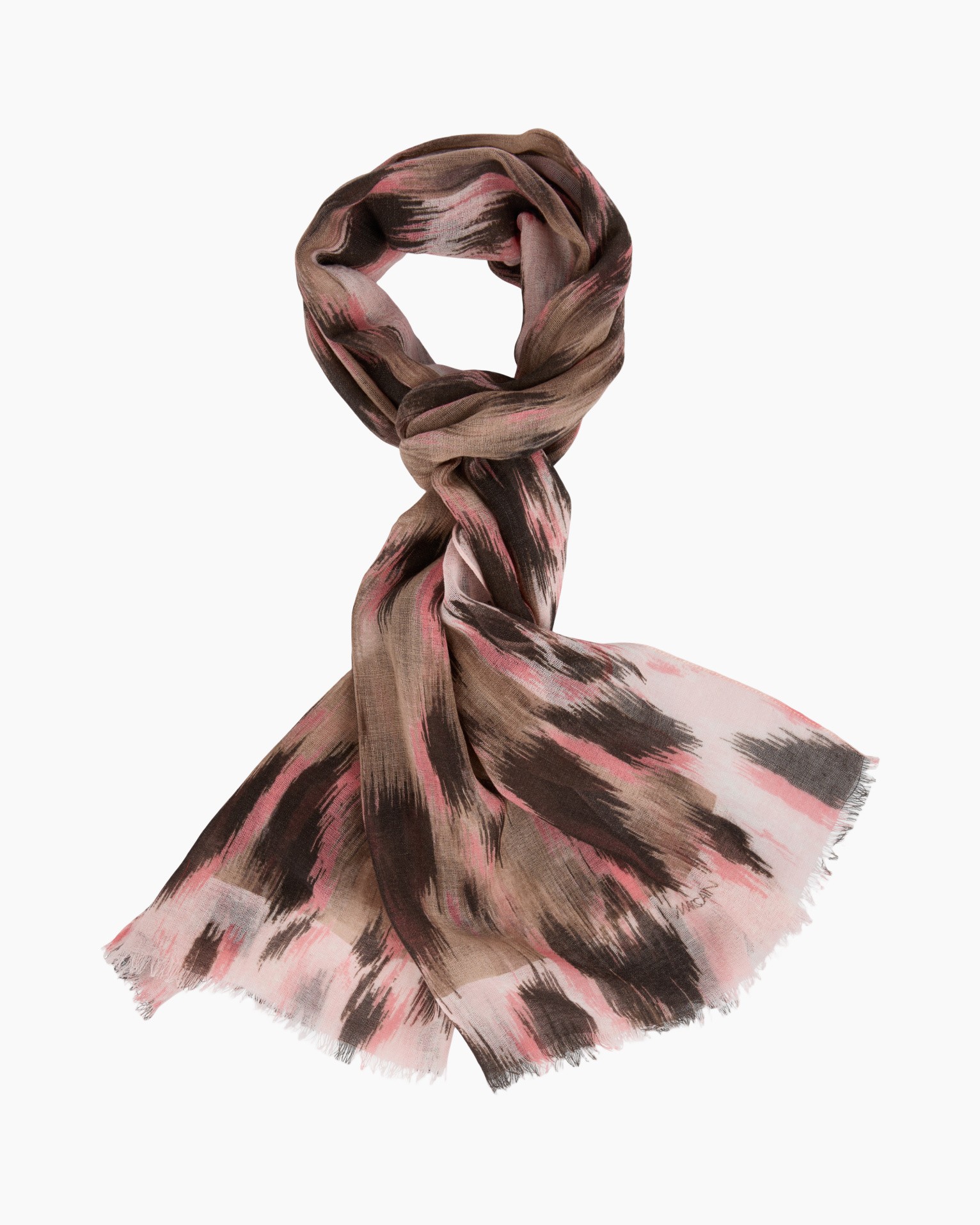 sjaal, mode sjaal, abstract patroon, roze bruin, wikkel sjaal