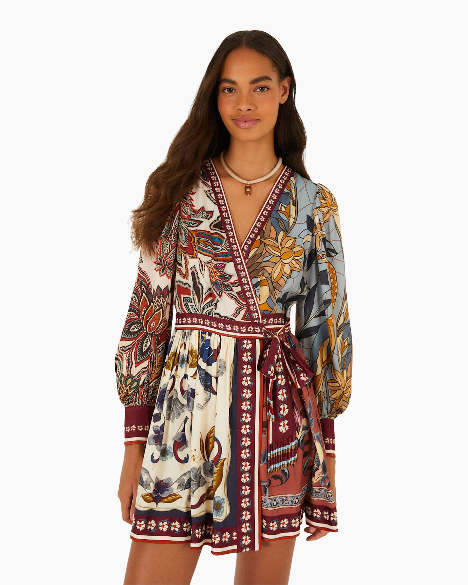 maximize-guess, flores-pattern, lange-mouwen, v-hals, boho-stijl