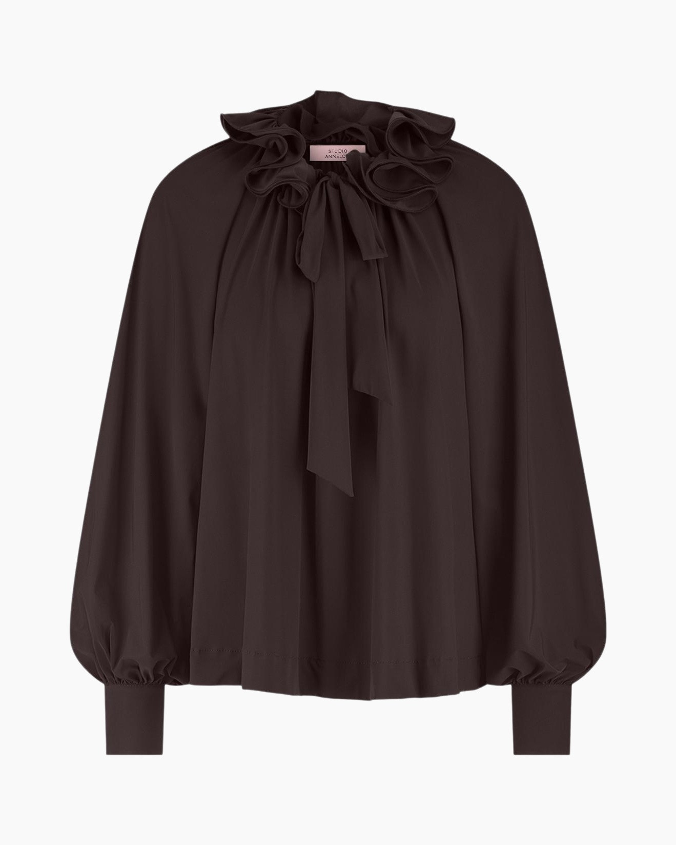 Blouse Palmer Ruffle Blouse Donker Bruin